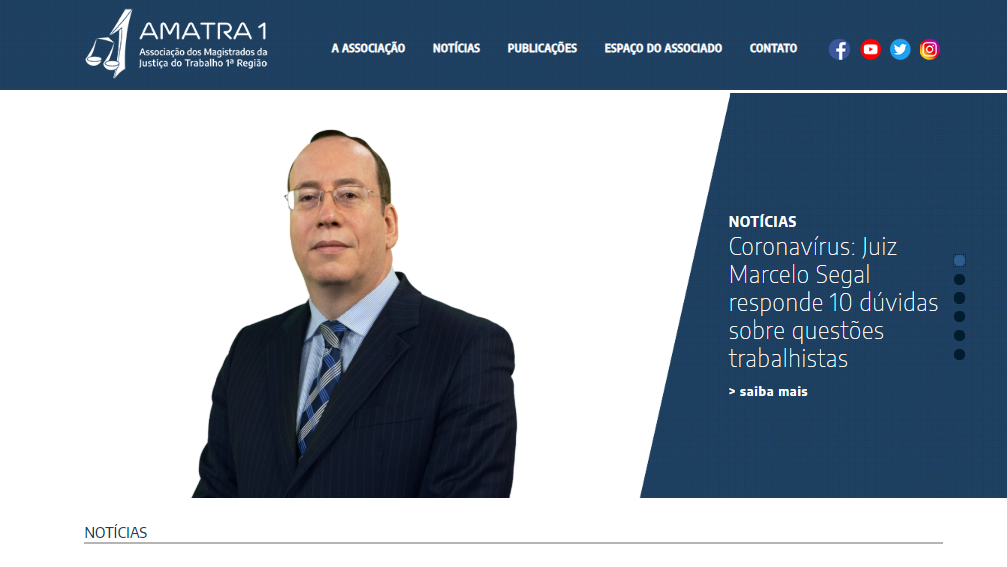 Site da AMATRA1 bate recorde de audiência em março