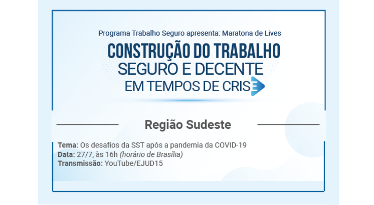 ‘Saúde e Segurança do Trabalho’ no pós-pandemia será tema de live, na segunda