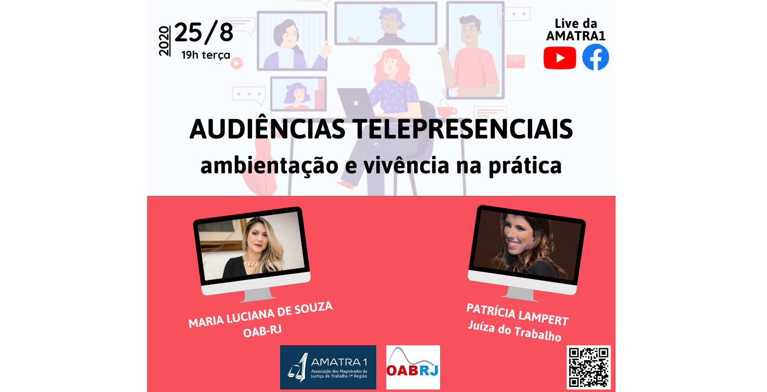 Audiência telepresencial é tema de live da AMATRA1 e da OAB-RJ
