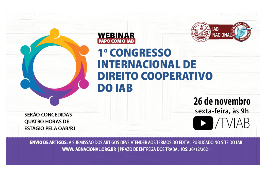 Congresso internacional do IAB vai abordar o Direito Cooperativo