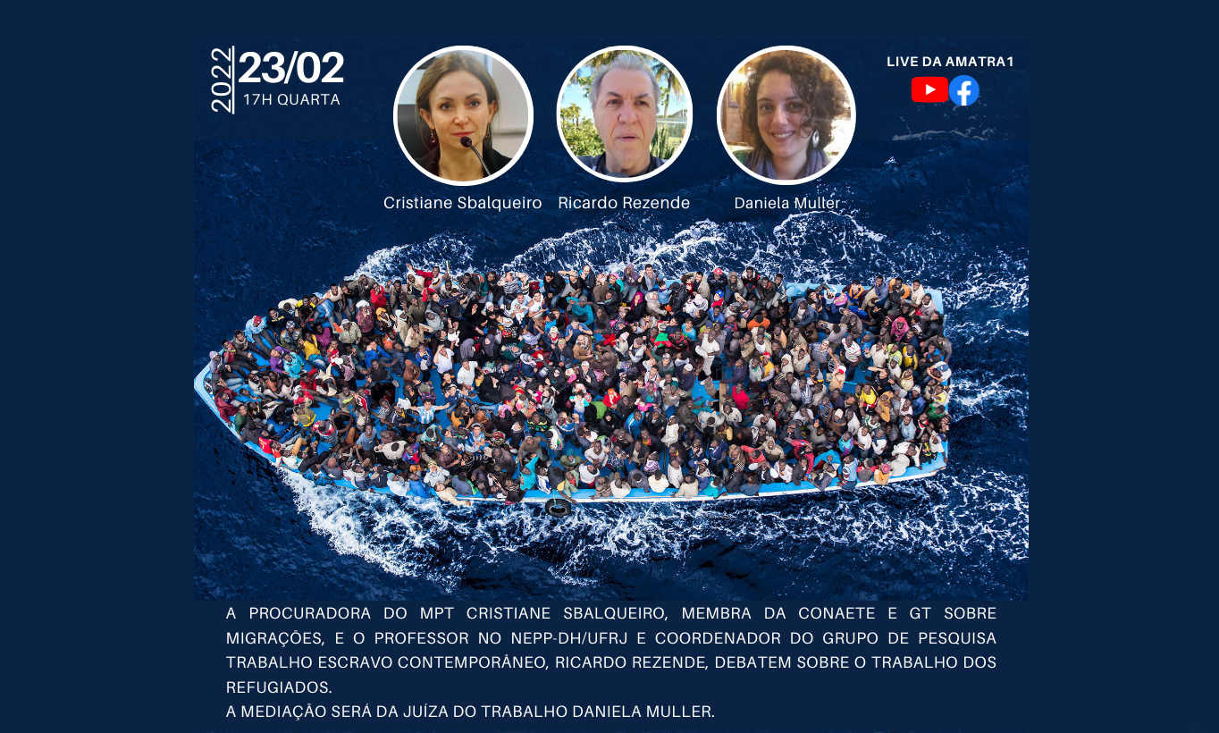 Em live, AMATRA1 vai debater direitos trabalhistas de refugiados no Brasil