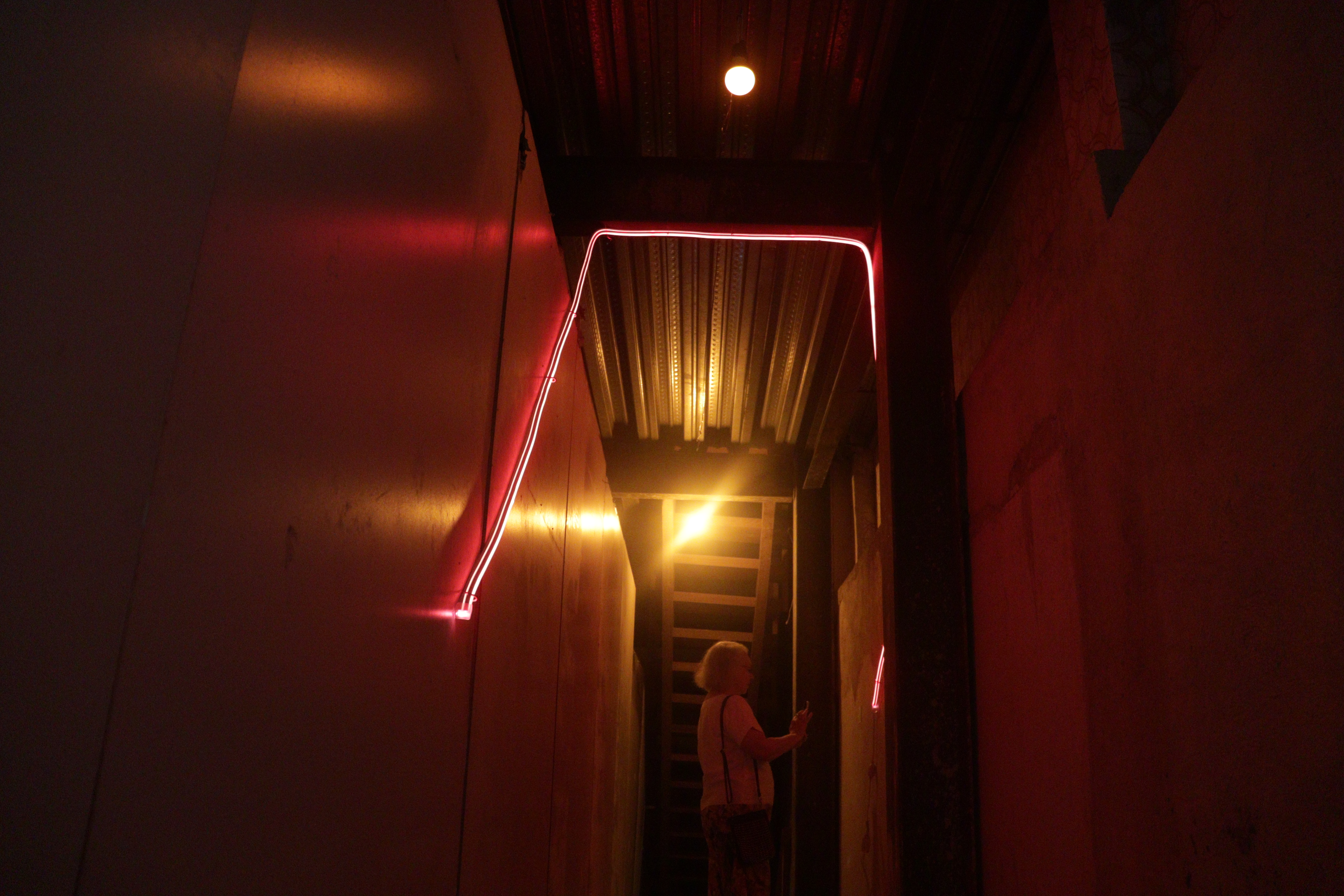 Juíza Edna Kauss abre exposição no Partisan com portal luminoso